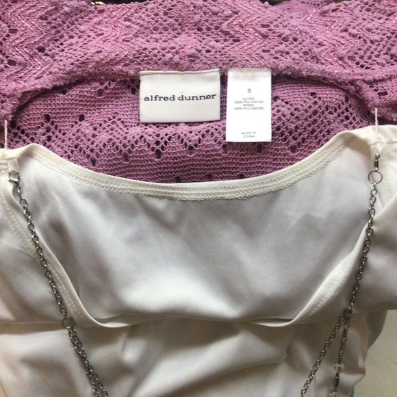 Alfred Dunner White and Purple Lace 2-in-1 Top - Picture 5 of 6